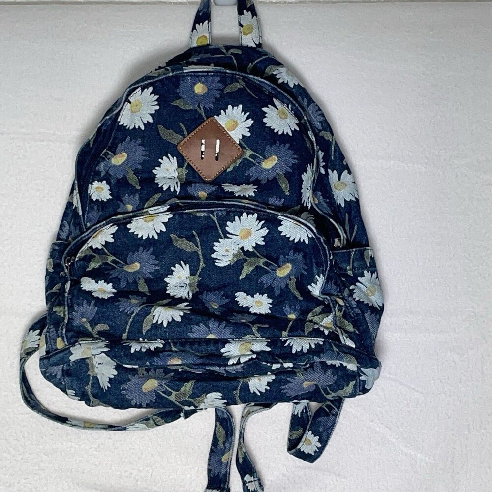Y2K Festival Bag Daisy Denim BackPack Medium M Handbag Cute Clean Travel Bag